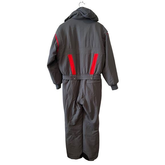 Vintage 80s Obermeyer One Piece Snow Suit Ski Suit Gray & Red L - Picture 9 of 14